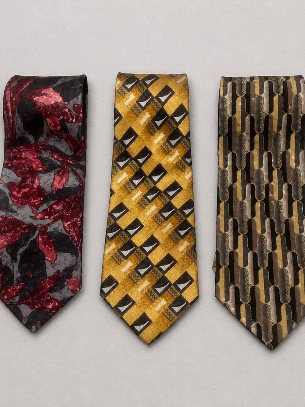Mixed Lots 3pc Men's Woven Silk Ties Classic Pointed Geometric Multicolor A0118